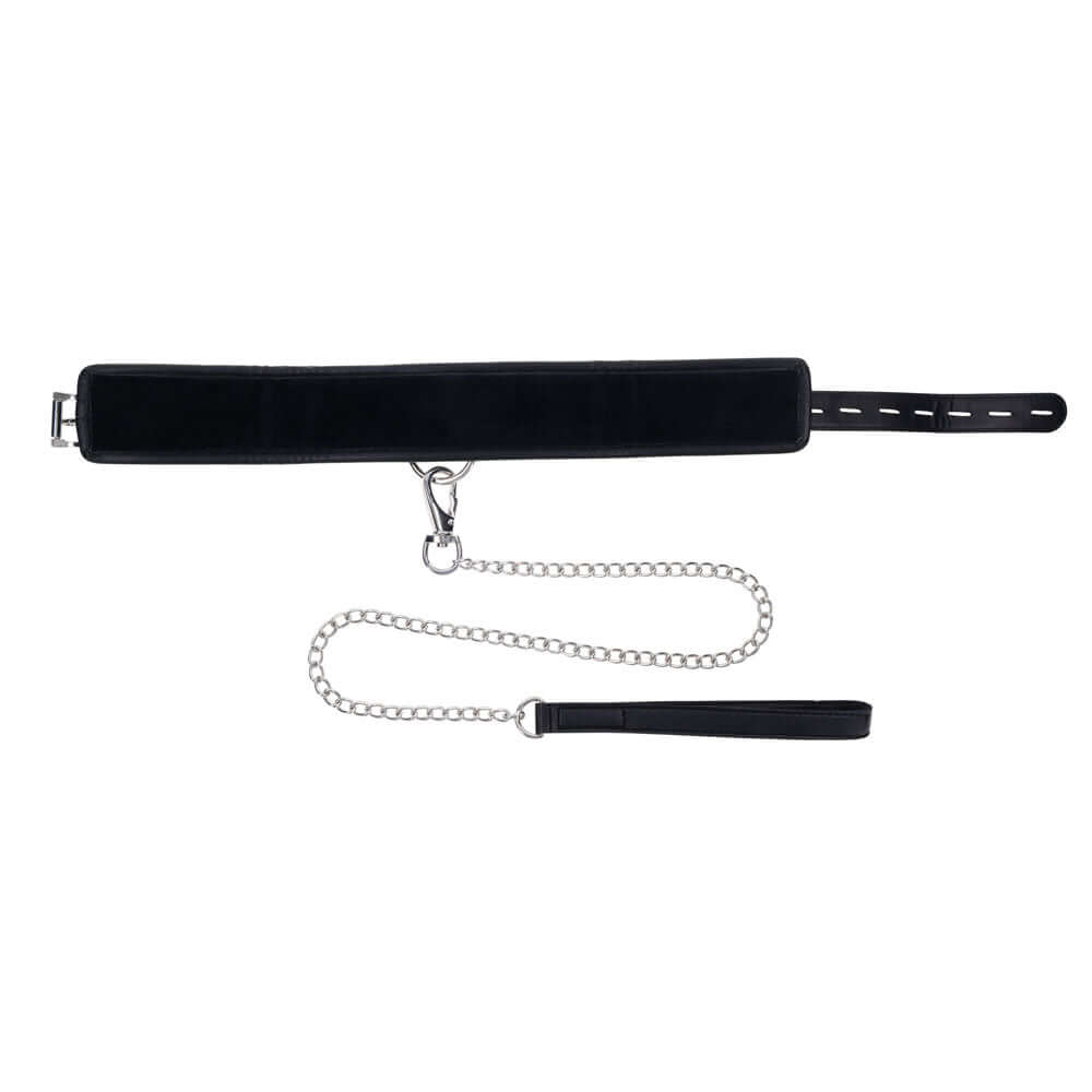 EDGE Collar & Leash - Black Neck Restraint with Heavy Duty Metal Leash
